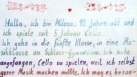 Farbig geschriebenes Statement von Cellistin Milena, 11 Jahre 